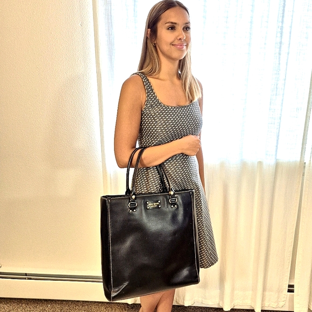 Kate Spade Black Leather Wellesley Quinn Tote